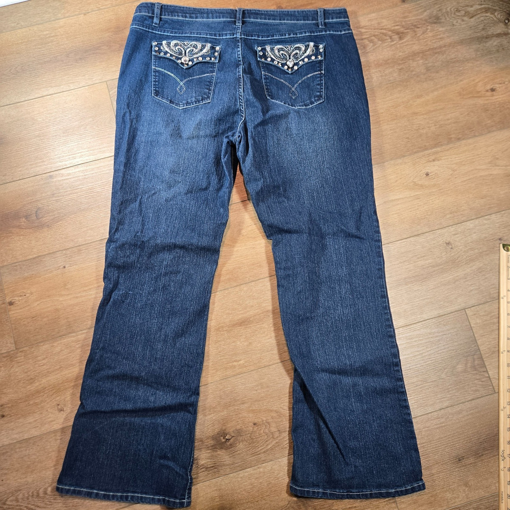 HipStar Womens Jeans 22 Medium Wash Stretch Denim Bedazzled Jeweled - Picture 11 of 14
